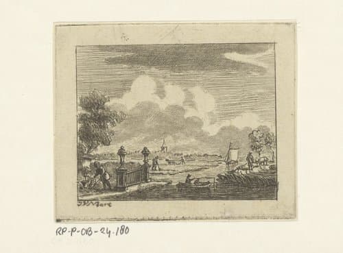 Landschap met water en figuren by Jan van Noort (1756-1837)