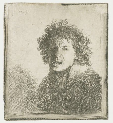 Self-portrait Open-mouthed, as if Shouting by Rembrandt van Rijn