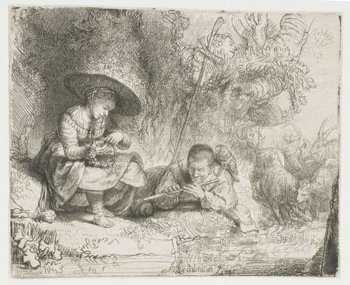 The flute player by Rembrandt van Rijn