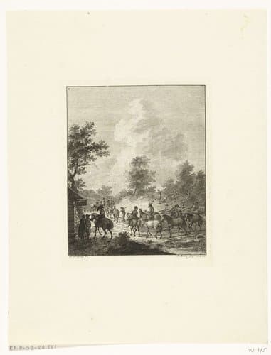 Zes landschappen met soldatenstaffage by Joannes Bemme