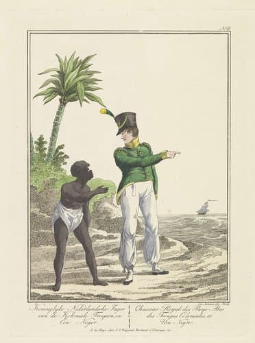Koninglyke Nederlandsche Jager van de Koloniale troepen, en een neger by Joannes Bemme