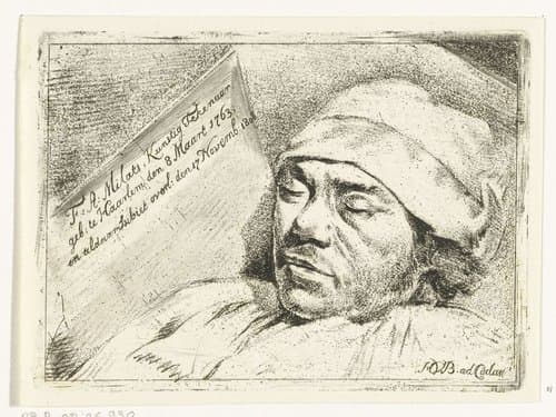 Portret van de schilder Franciscus Andreas Milatz op zijn doodsbed by Hermanus van Brussel