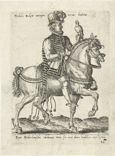Nederlandse edelman op valkenjacht te paard by Abraham de Bruyn