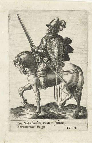 Nederlandse ruiter met geweer by Abraham de Bruyn