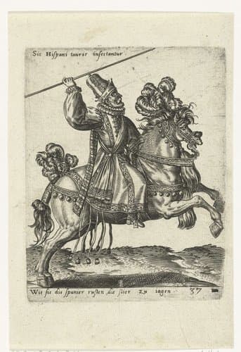 Spaanse picador te paard by Abraham de Bruyn
