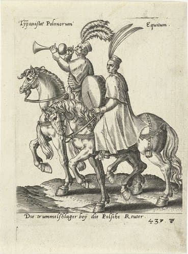 Poolse muzikanten te paard by Abraham de Bruyn
