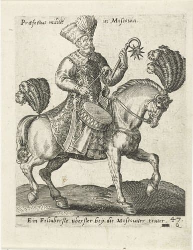 Moskovitische officier te paard by Abraham de Bruyn
