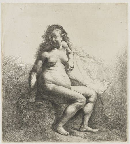 Naked Woman on a Mound by Rembrandt van Rijn