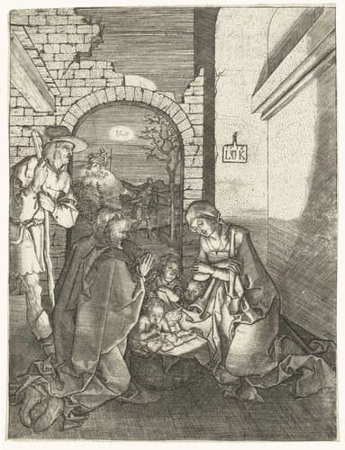 Geboorte van Christus en aankondiging aan herders by Ludwig Krug