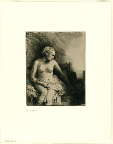 Woman at the Bath with a Hat beside her by Rembrandt van Rijn