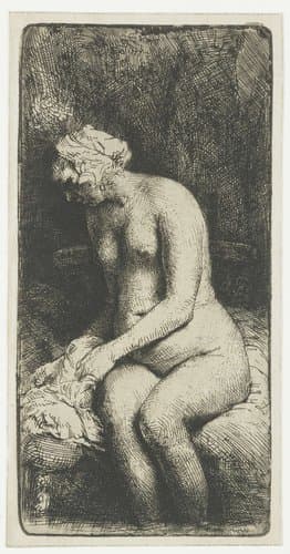 Woman Bathing her Feet in a Brook by Rembrandt van Rijn