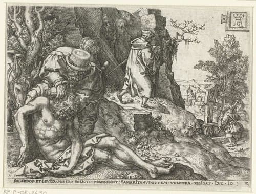Parabel van de Barmhartige Samaritaan by Heinrich Aldegrever