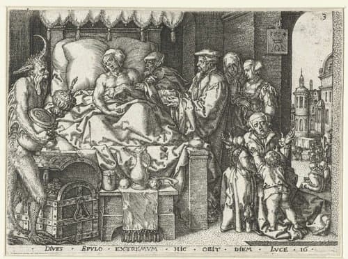 Parabel van Lazarus en de rijke man by Heinrich Aldegrever