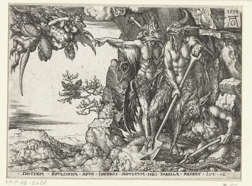 Parabel van Lazarus en de rijke man by Heinrich Aldegrever