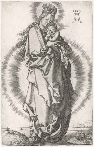Madonna met kind op de maansikkel by Heinrich Aldegrever