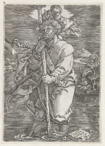Heilige Christoffel by Heinrich Aldegrever