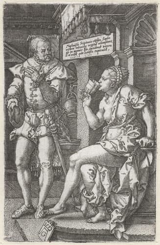 Sophonisba drinkt vergif by Heinrich Aldegrever