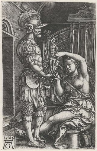 Medea geeft een beeld aan Jason by Heinrich Aldegrever