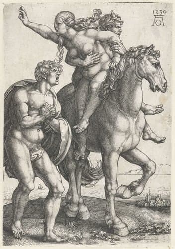 Ontvoering van een vrouw door een sater by Heinrich Aldegrever