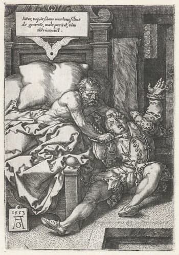 Herkinbald doodt zijn neef by Heinrich Aldegrever