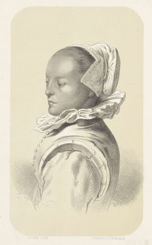 Vrouw met wit kapje en kraag by Gerardus Johannes Bos