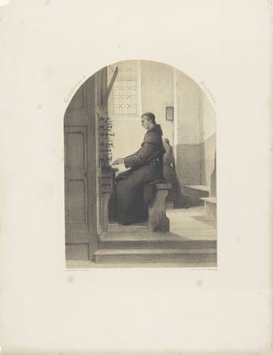Monnik aan het orgel by Johannes Bosboom