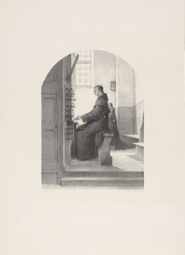 Monnik aan het orgel by Johannes Bosboom