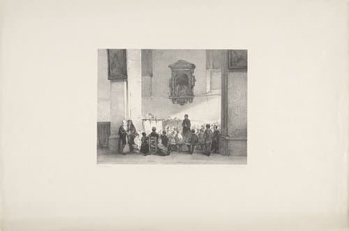 Kinderen krijgen catechese in de kerk by Johannes Bosboom