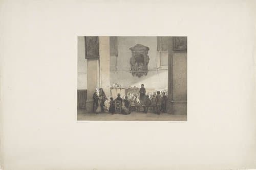 Kinderen krijgen catechese in de kerk by Johannes Bosboom