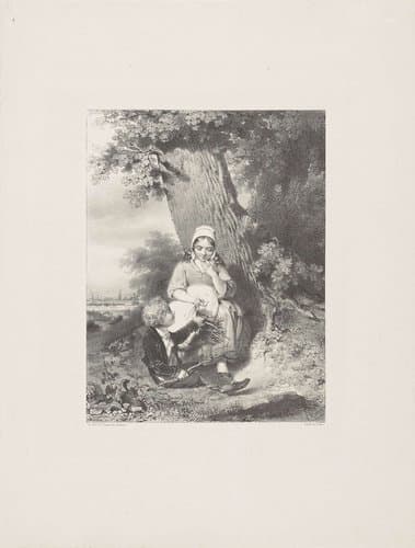 Meisje en jongen met een bos takken by Wilhelmus Cornelis Chimaer van Oudendorp