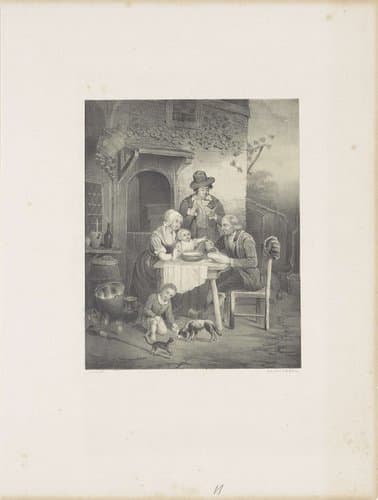 Familie buiten aan tafel by Jacobus Ludovicus Cornet