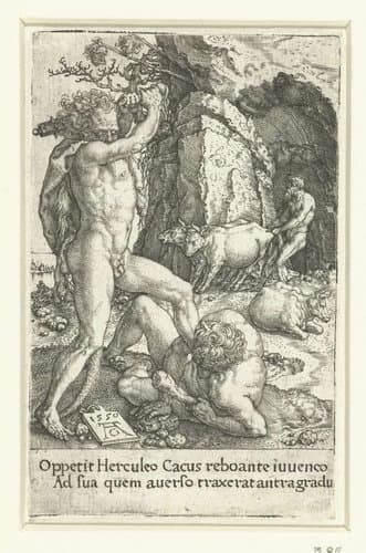Hercules doodt Cacus by Heinrich Aldegrever