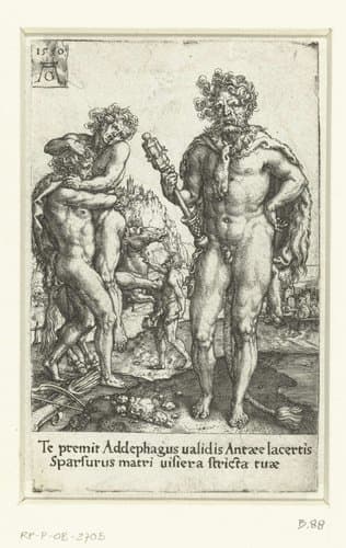 Hercules verslaat Antaeus by Heinrich Aldegrever