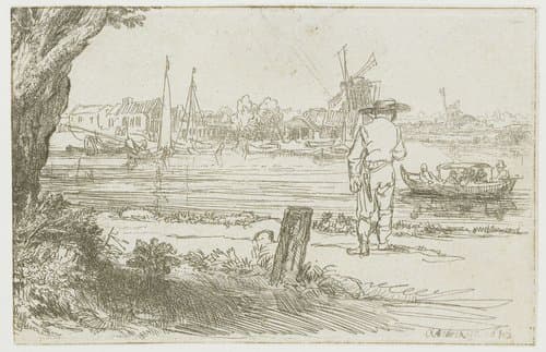 De Omval, fragment van de prent by Rembrandt van Rijn