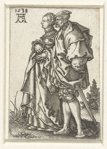 Kleine paren dansende bruiloftsgasten, eerste serie by Heinrich Aldegrever