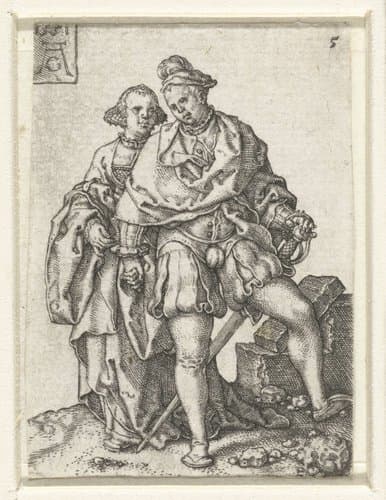 Kleine paren dansende bruiloftsgasten, tweede serie by Heinrich Aldegrever