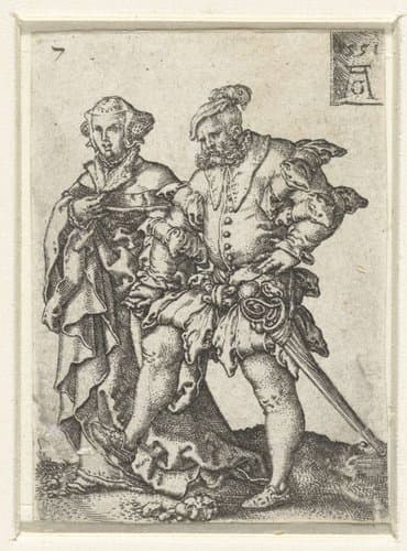 Kleine paren dansende bruiloftsgasten, tweede serie by Heinrich Aldegrever