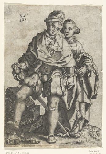 Kleine paren dansende bruiloftsgasten, tweede serie by anonymous