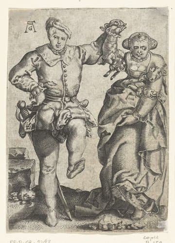 Kleine paren dansende bruiloftsgasten, tweede serie by anonymous