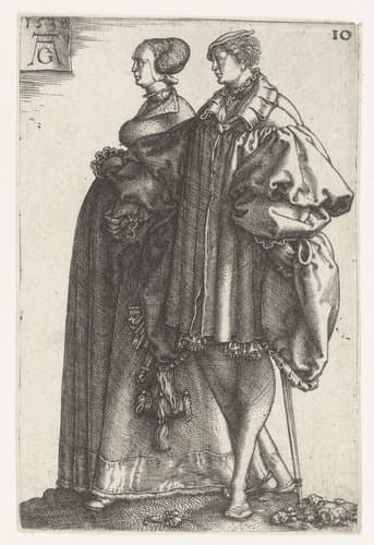 Grote paren dansende bruiloftsgasten by Heinrich Aldegrever