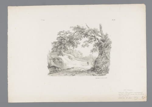Wandelaar op een zandweg in het bos by Barend Cornelis Koekkoek