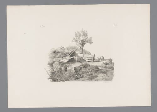 Landschap met ingestort huis by Barend Cornelis Koekkoek