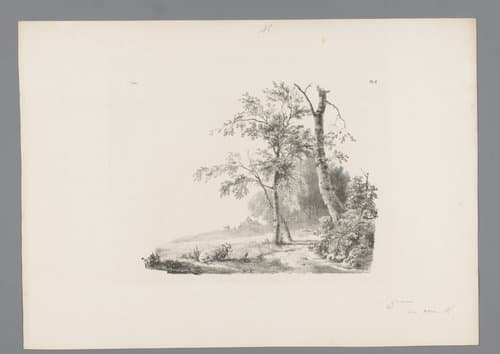 Landschap met schaap aan touw by Barend Cornelis Koekkoek