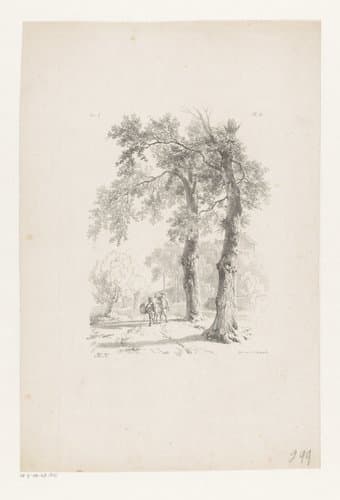 Man en ezel op landweg by Barend Cornelis Koekkoek