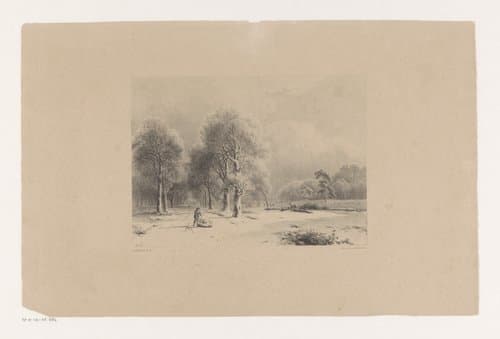 Winterlandschap met houthakkers by Barend Cornelis Koekkoek