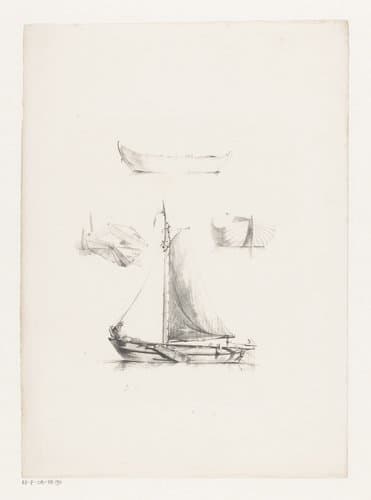 Vier aangezichten van een zeilschip by Johannes Koekkoek