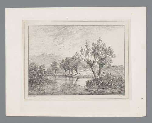 Sloot en knotwilgen bij Dordrecht by Arie Ketting de Koningh