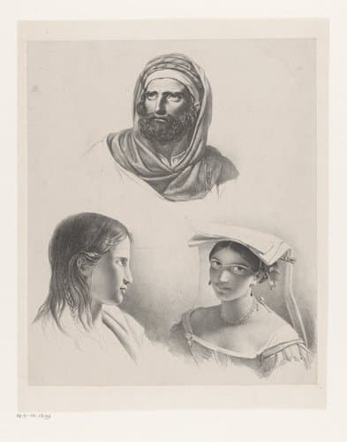 Drie portretten by Cornelis Kruseman