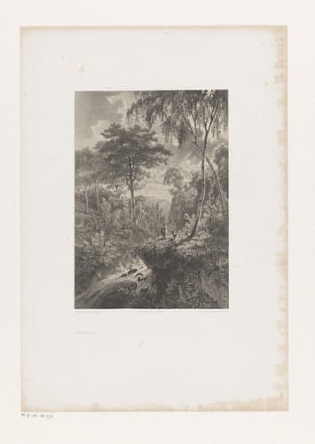 Bosgezicht met twee herten by Martinus Antonius Kuytenbrouwer jr.