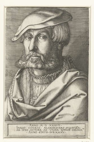 Zelfportret van Heinrich Aldegrever by Heinrich Aldegrever